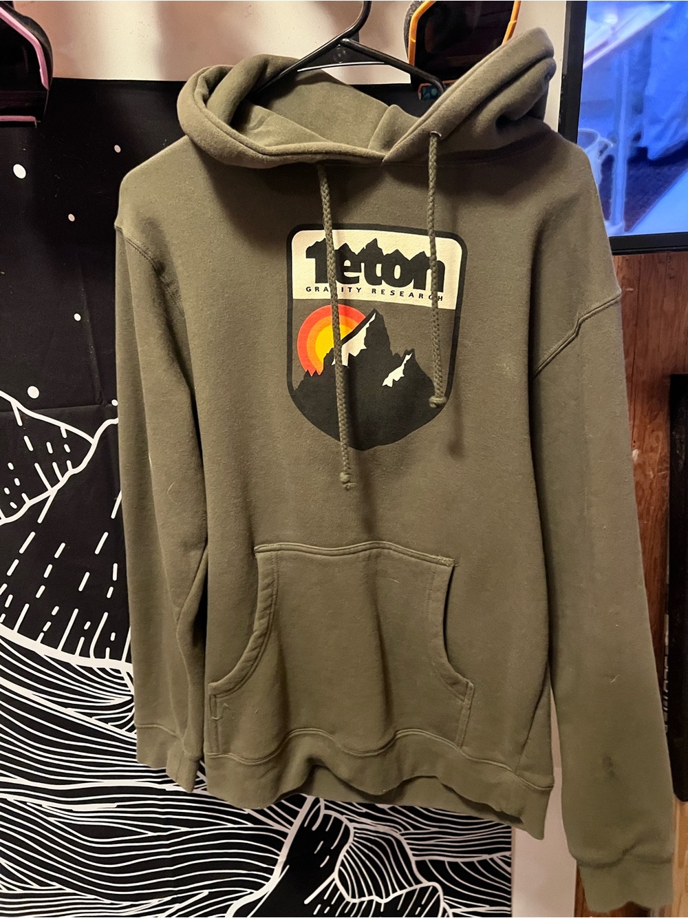 Teton Gravity Research Olive Green Graphic Pullover Hoodie
